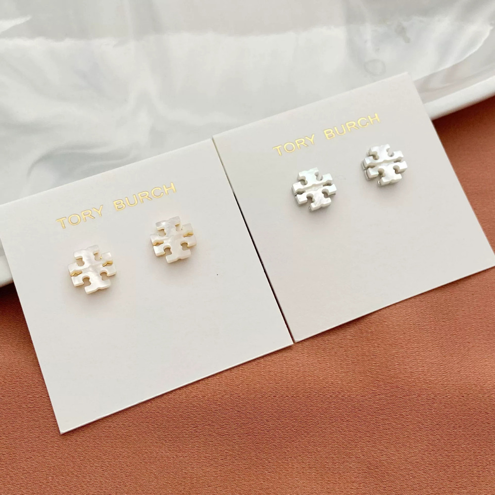Tory Burch Natural Shell Stud Earrings Metal